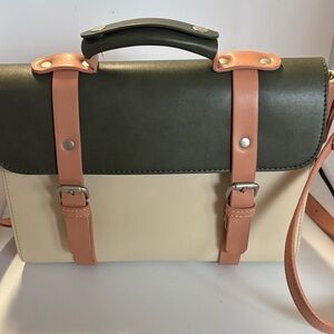 Pixie Mood Stylish Cream and Green shoulder purse Bag vegan leather NWOT